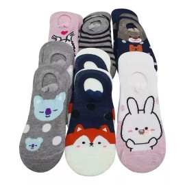 DARLING SHOP Docena Tin Para Dama Orejitas Kawai Calcetin Variado Mayoreo