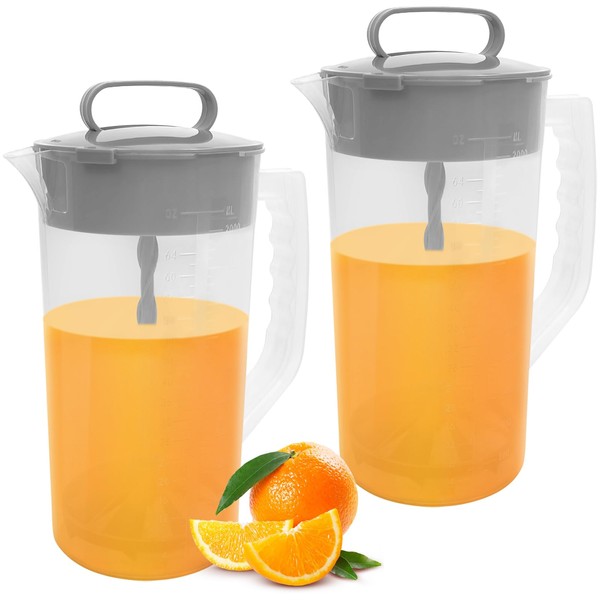 2 Pack Mixing Pitcher for Drinks, 2 Quart/ 64oz Plastic