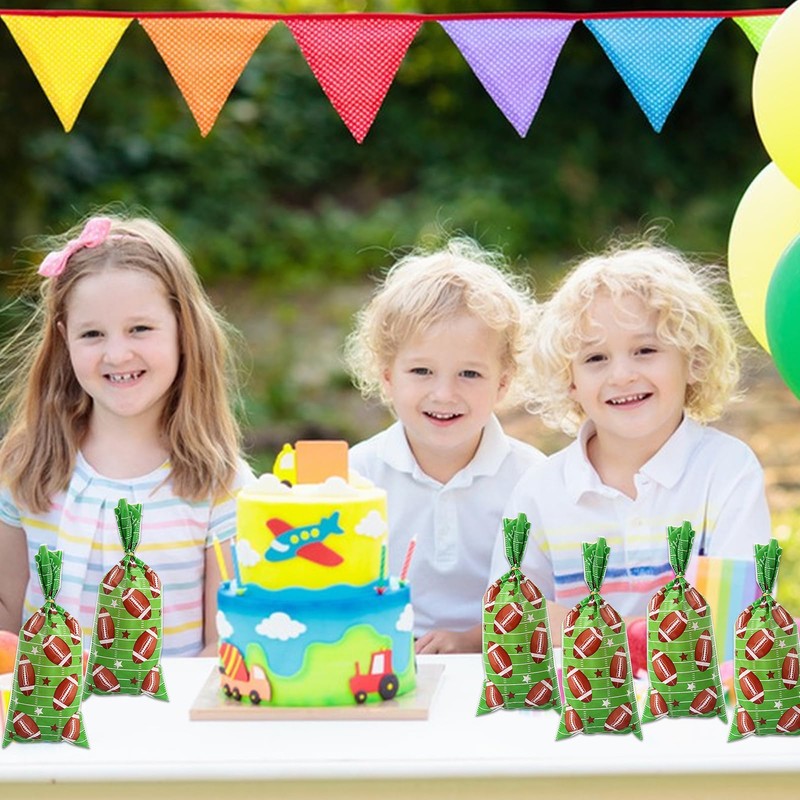 YQWIN 100Pcs Football Candy Bags Football Party Decorations Football Cellophane