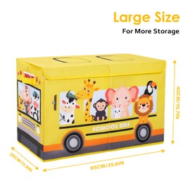 Toy Box Chest with Flip-Top Lid for Kids, Large Collapsible Oxford Toy Storage Box with Handles for Boys Girls, Waterproof Sturdy Dustproof Toy Box for Bedroom Playroom, 25.5×11.8×15.7 Inch