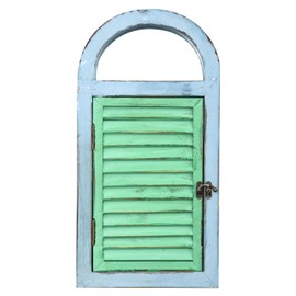 Maykoosh African Adventure Window Shutter & Mirror Wall Decor 17" H x 8.75" W x 1.5" D, Rustic Style, Bold Blue Colors, No Assembly Required