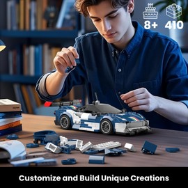 Mould King 27086 Technik Sports Car Building Block Sets with Acrylic Display Case, Model Cars for Collecting, Gifts for Children from 8+ Years / Adult Collector Enthusiasts, (410 Pieces)