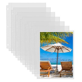 Fabmaker Paquete de 30 fundas de fotos para carpeta de 3 anillos (8 x 10, para 60 fotos), protectores de páginas de archivo, páginas de repuesto de álbumes de plástico transparente, fundas para