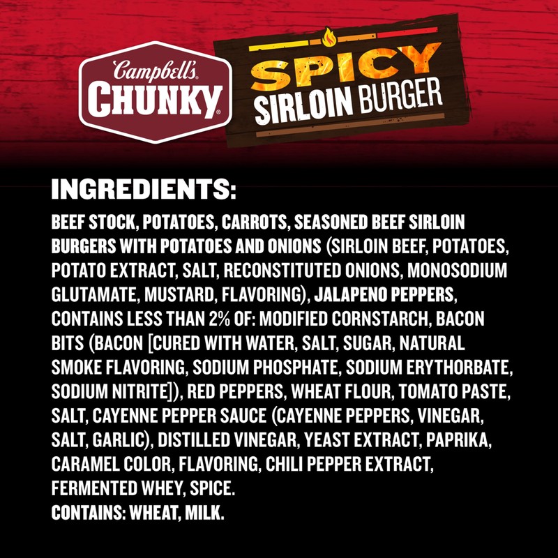 Campbell's Chunky Soup, Spicy Sirloin Burger Soup, 18.8 oz Can