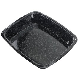 SPARES2GO White Speckled Vitreous Enamel Deep Roasting Tin Oven Baking Tray