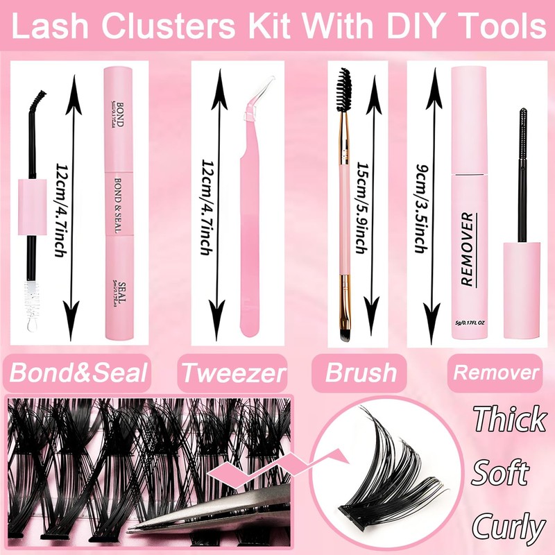 Lash Clusters Kit, 640 Pcs Eyelashes Clusters Extensions Kit 9-16mm