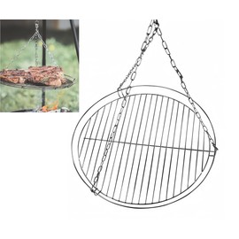 20-Inch Large Cooking Grill Basket with Chain for Outdoor Campfire Swing Grill