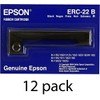 Genuine Epson (ERC-22B) 12-Pack Black Ribbon Cartridge For: M-180, M-181,
