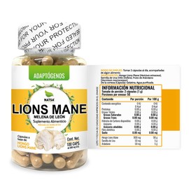 NATSA Melena de León, Lions Mane 100 cápsulas, Adaptogeno calidad Premium