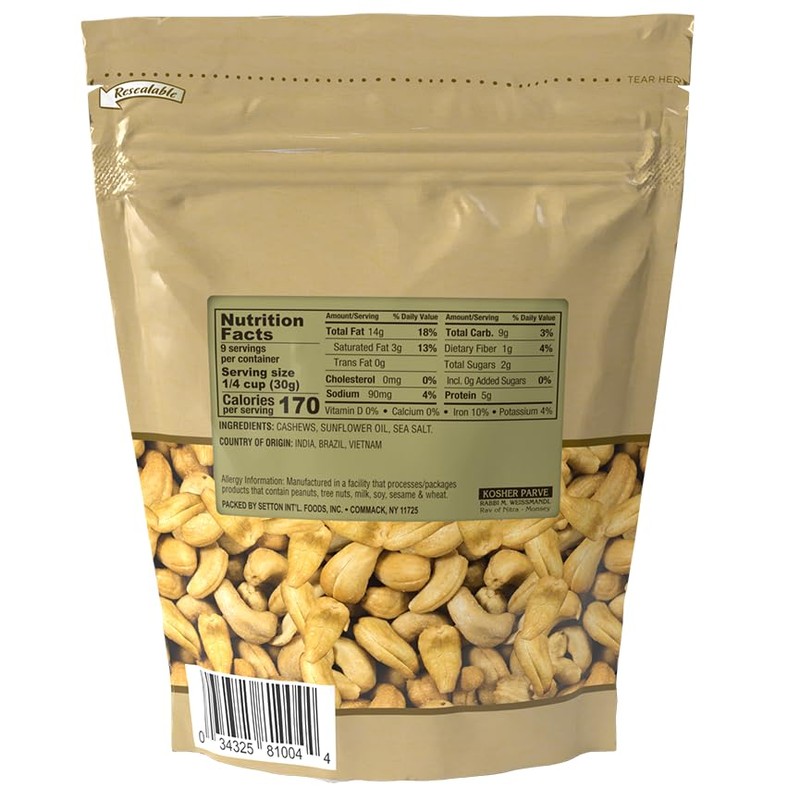 Cashews Roasted Salted 10 Oz. Bag, Kosher