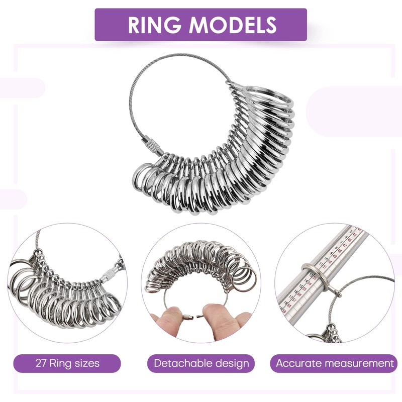 AMGSH Ring Mandrel Sizer Tool with Metal Mandrel Finger Sizing