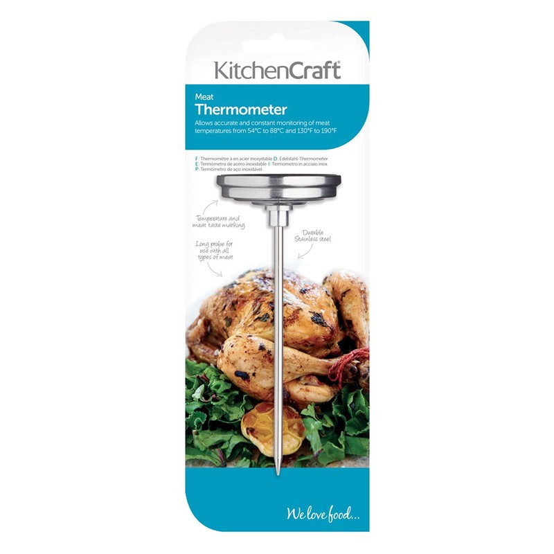 KitchenCraft KCMEATTH Meat Thermometer Probe with Cooking Guide, Stainless Steel,