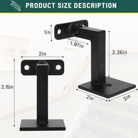 3TO 5 Pack SS304 Adjustable L-Shape Heavy Duty Wall Square Handrail Brackets for Stair Handrail (Matte Black)