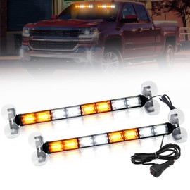 OPL5 2 in 1 Emergency Strobe Traffic Advisor Light Bar, 60 Flashing Modes, 2x16.8 inch Amber White Emergency Dash Strobe Lights, 96 LED Flashing Warning Hazard Interior Safety Lights fot Trucks