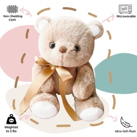 uoozii Non-Shedding 12" | 2 Pounds Microwavable & Coolable Weighted Stuffed Animals Unscented Teddy Bear Weighted Plush Pillow Warmable Gift for Kids & Adults