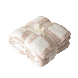 Ultra Soft Cozy Buffalo Checkerboard Grid Fluffy Microfiber Knitted Throw Blanket Lightweight Fleece Checkered Blanket for Sofa Couch Bed Travel Cream 30"X40"¡­