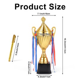 Caydo 16.3Inch Gold Award Trophy Large Winner Trophy Cup with Golden Pen for Kids and Adults for Sports, Competitions, Tournaments