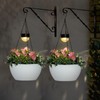 2 Packs Solar Hanging Basket Planters for Plants Outdoor, Self
