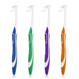WLLHYF 4 Pcs Tuft Toothbrush Tufted Brush, Interspace Toothbrushes End-Tuft Tapered Toothbrush Soft Orthodontic Interdental Brushes for Detail Cleaning