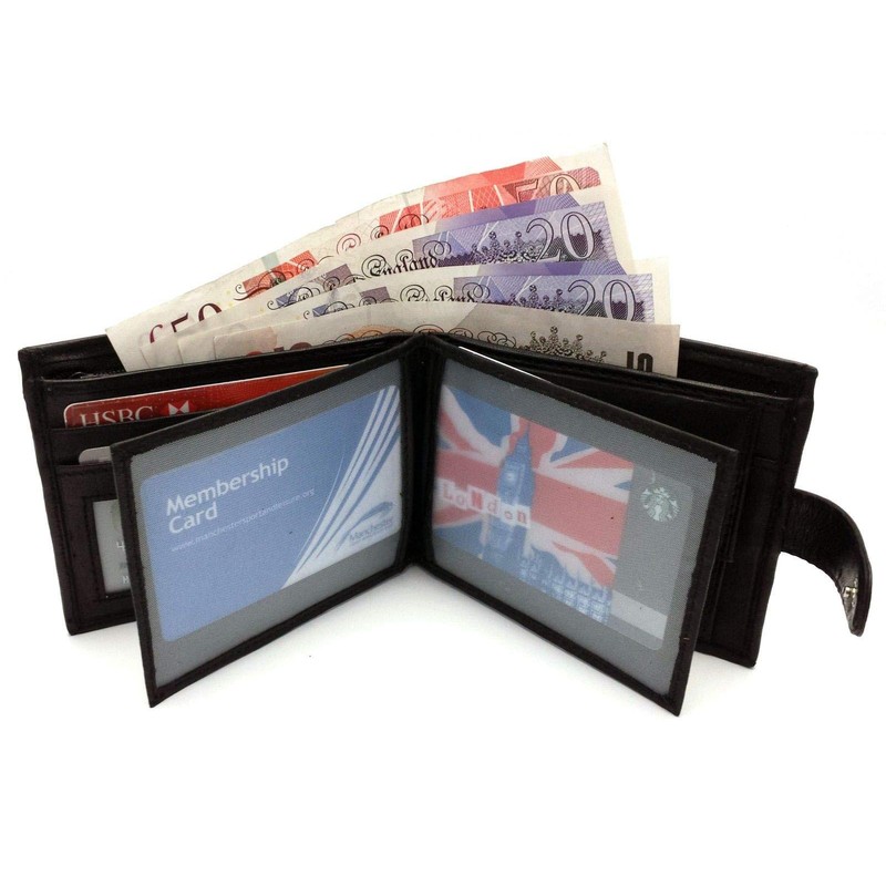 ODS:UK Mens RFID Blocking Safe Soft Leather Tri Fold Wallet