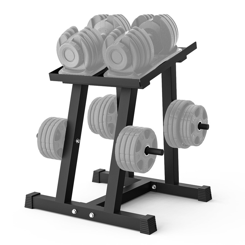 PAPABABE Adjustable Dumbbell Rack with 1 inch Plate Tree, Heavy-Duty
