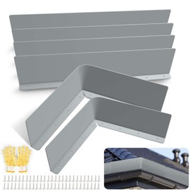 Gutter Valley Splash Guards, 6 Pcs 15.7 x 3.5 Inches Aluminum Downspout Diverter Roof Rain Roofing Gutter Guards with Screws for Shingle Corner and Straight House (Gray)
