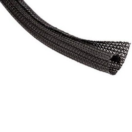 Electriduct F6 Flame Retardant Braided Wrap Around Sleeving Cable Mesh - 1/8 inch Diameter - 10 Feet | Black with White Tracer