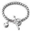 COOLSTEELANDBEYOND Stainless Steel Women's Rolo Chain Bracelet Polished with Dangling