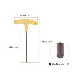 sourcing map T-Handle Wrench 1/8" SAE Long Arm Hex Key Flat End Wrenches Spanner for Automotive Household Maintenance