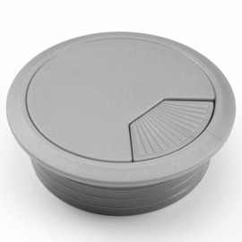 Mprofi MT® 5 x Cable Grommet Desk - Silver Plastic Cable Grommet - Cable Pass 60 mm Round - Table, Desk Feedthrough - Cable Hole Cover Silver KS/60/5