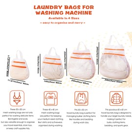 Nicola Mesh Laundry Bags 2pcs Travel Laundry Bag, Portable Hanging Laundry Bag, 30cm x 30cm Small Wash Bag for Washing Machine, Traveling, Camping (50cm x 50cm)