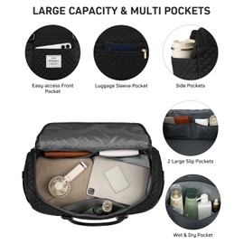 WINDARS Travel Duffle Bag, Weekender Bags for Women with Shoe Compartment, Overnight Bag with Toiletry Bag, Carry On Duffel Bags For Airplanes, Yoga Gym Duffel Bag, Black