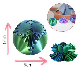 Gear Ball 3D Printed Fidget Toy Spinning Gear Sphere for Stress Relief Anxiety Fun Desk Toy for Adults Kids Stocking Filler Birthday Christmas White Elephant Gifts (Lustrous Green, Diameter: 2.5 In)