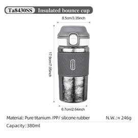 Titanium Water Bottle Insulated Bounce Cup Coffee Cups Double Insulated Cup Ultralight Leakproof for Outdoor Camping Hiking