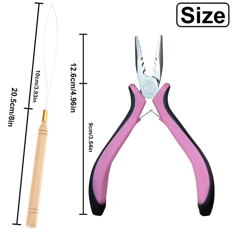 Set of 4 Hair Extension Pliers & Pulling Loop Tool