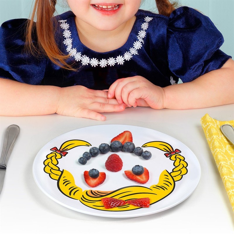 Dinner Do's Kids Dinnerware Plates Food Faces-Set of 3-Girl's Style
