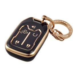 OFFCURVE Keychain Compatible with GMC Key Fob Cover Key Fob Case for Chevy Suburban Tahoe Terrain Acadia Yukon Silverado GMC Sierra 1500 2500HD 3500HD Car Accessories Smart Key Protector, Black