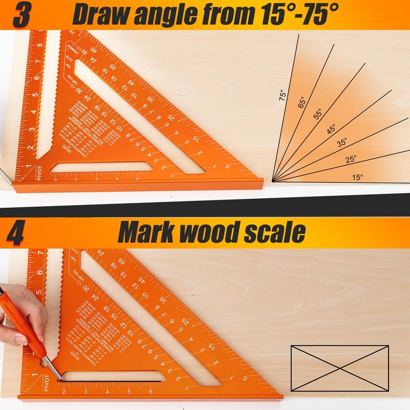Carpenter Square 12 Inch, Matework Rafter Square for Angle Drawing