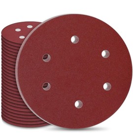 STEBRUAM 30Pcs 225mm Sanding Disc 6 Hole Sand Paper for Sander 225mm Hook and Loop Sanding Pads Grit 5x60/80/120/180/240/400, 9 inch Sanding Discs for Drywall Sander Sanding Pads Orbital Sander Discs