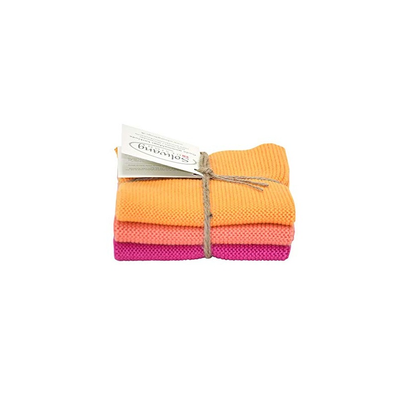 Solwang Cleaning Cloths, Set of 3, Knitted Cotton Wipes (Frohe