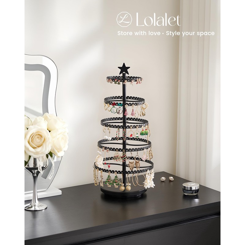 Lolalet Rotating Earring Stand, 5 Tiers, Accessory Storage, Display, Jewelry