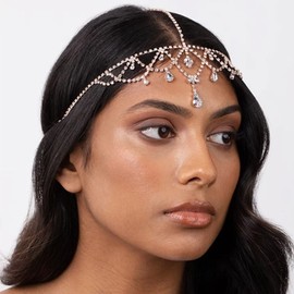 Fdesigner Diadema de cristal dorado para boda, diadema, accesorios para el pelo para mujeres y niñas