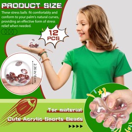 Shappy12 Pcs Football Stress Relief Balls 2.36 Inch Acrylic Beads Fidget Stress Ball Sensory Toy Bulk Toy for Adults Asmr Therapy Toys for Gifts, Football Party Favors Fidget Anxiety Anger