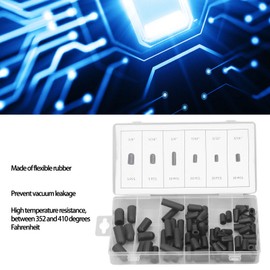 80Pcs Vacuum Cap Assortment Kit - Vacuum Hat Plug Assortment Kit Rubber High Temperature Leakage Proof Vacuum Hat 3/8" 3/16" 5/32" 7/32" 1/4" 5/16" Black