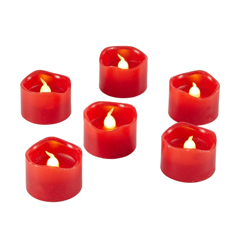 Lights4fun 6er Set LED Teelichter Rot Teelichter batteriebetrieben LED Votivkerzen