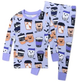 HonestBaby Celebration 2-Piece Pajamas Sleepwear PJs 100% Organic Cotton for Baby, Toddler, Kids, Haunt Chocolate