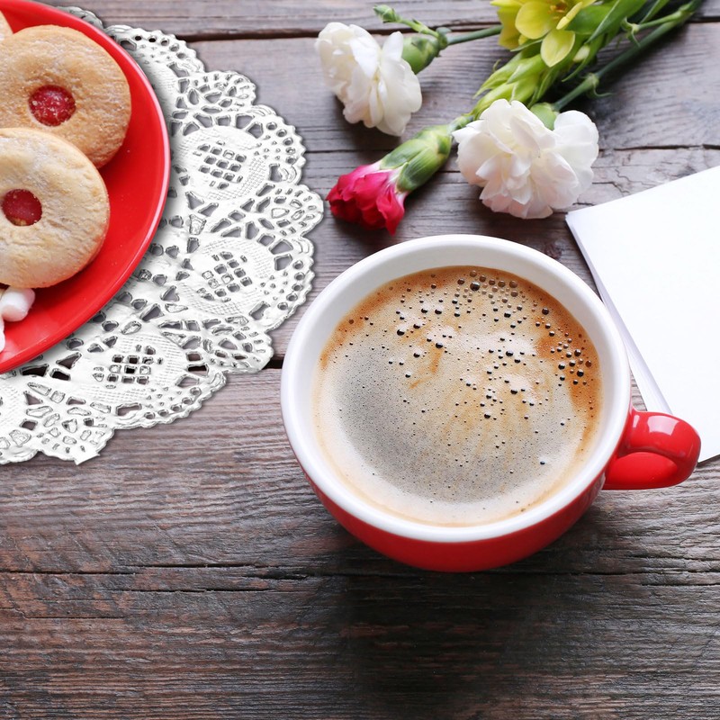 sourcing map 50 Pcs Round Paper Doilies, 4.3 Inch Disposable