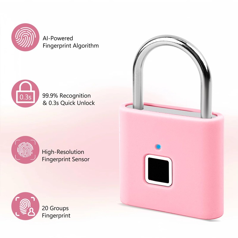 UMIKSMART Fingerprint Padlock, Keyless Biometric Smart Lock, USB Rechargeable &