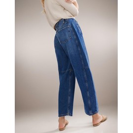 Kedera Women's Barrel Jeans Wide Leg Jeans Baggy Boyfriend Denim Pants Y2K Horseshoe Trousers School Relaxed Jeans Dark Blue