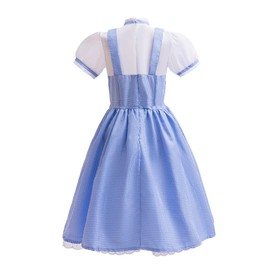 Lito Angels Wizard Book Character Blue Gingham Fancy Dress Up Costume Outfit with Hair Ties for Kids Girls Age 6-7 Years